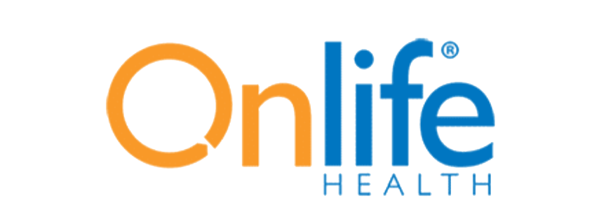 Onlife Health logo with orange and blue text.