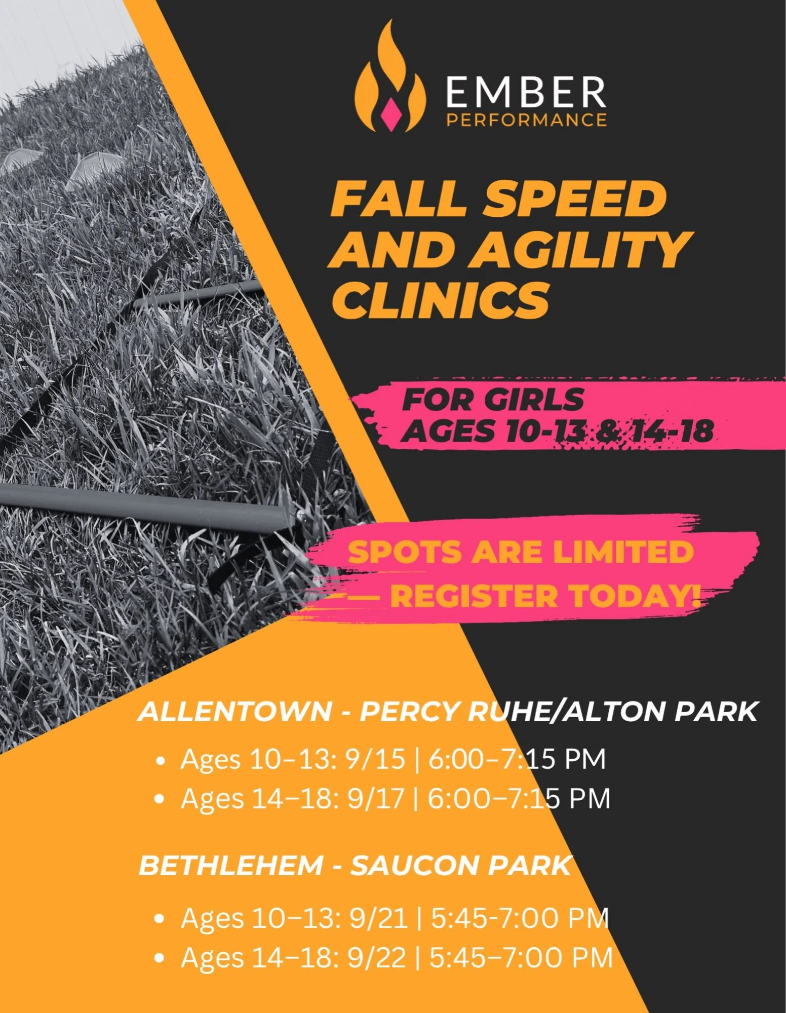 Join Ember for high-energy clinics focused on speed, plyometrics, change of direction, and agility. We&rsquo;ll finish with fun challenges and prizes!

Visit the link in our bio to register! 🔥

#EmberPerformance #SpeedandAgility #LehighValley #Girls