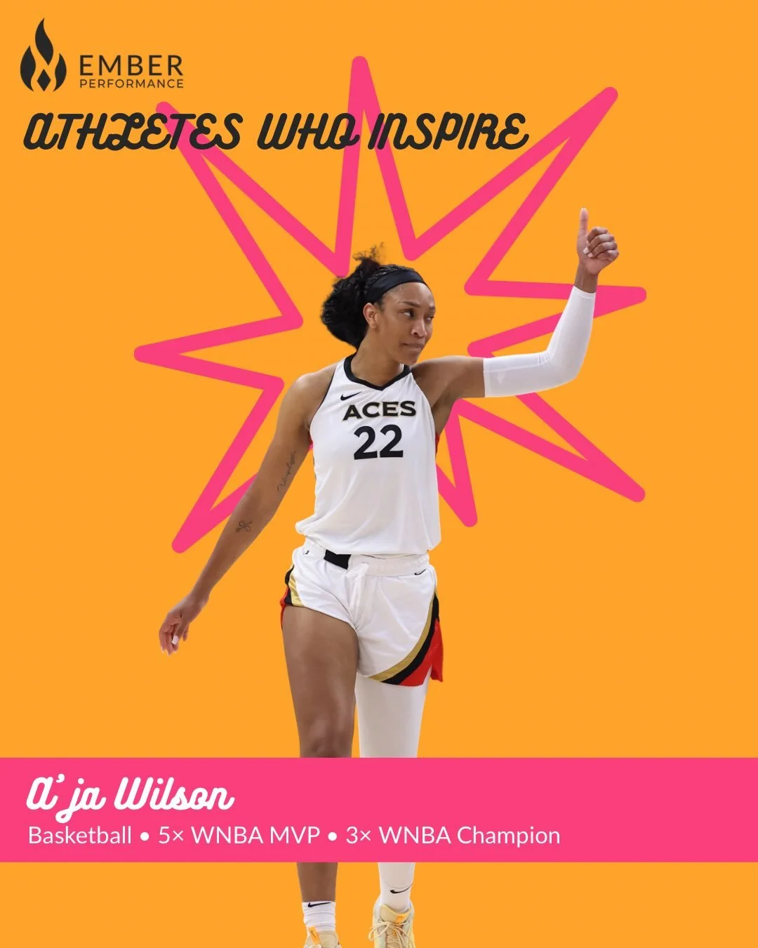 ATHLETES WHO INSPIRE: A&rsquo;JA WILSON 🏀

With 5 WNBA MVP awards, 3 WNBA championships, and an Olympic gold medal, A&rsquo;ja has built an incredible basketball career. She&rsquo;s also using her platform to make a difference off the court.

After 