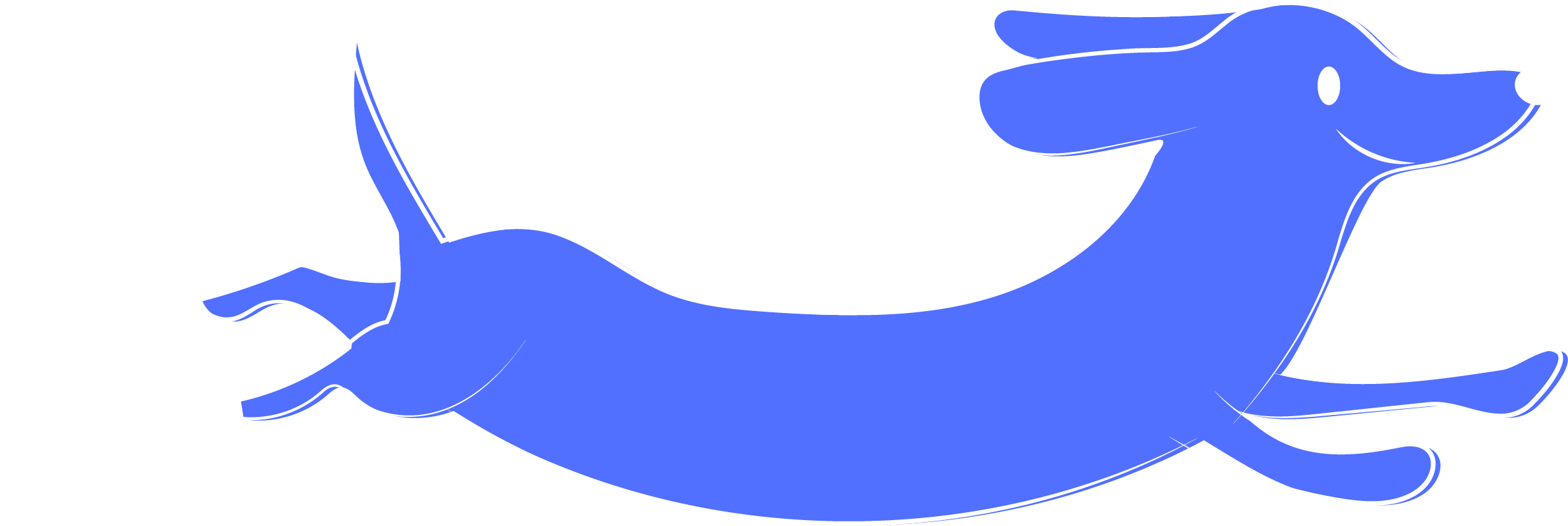 Ilustración de un delfín azul con contorno blanco saltando.