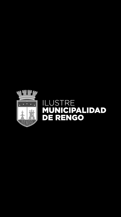 Logotipo de la Ilustre Municipalidad de Rengo, con escudo y texto en fondo negro.