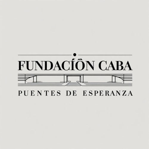 Logo for Fundación Caba with the phrase 'Puentes de Esperanza' and a bridge graphic.