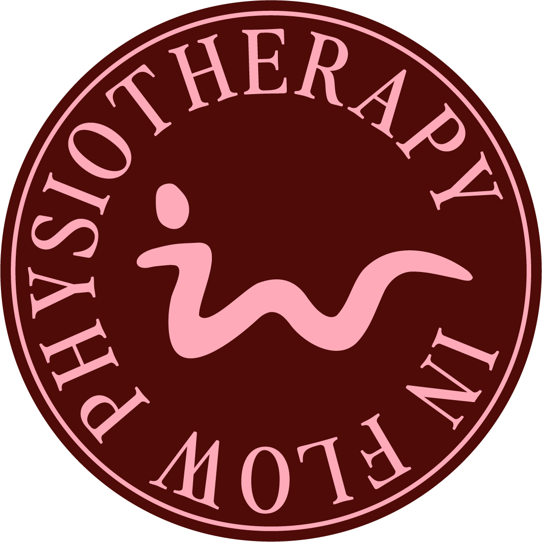 In Flow Physiotherapy Circular Logo Badge with Abstract Logomark inset