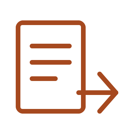 Icon of a document with lines and an arrow pointing to the right, indicating document export or sharing.