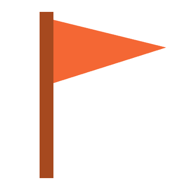 A brown flagpole with an orange triangular flag.