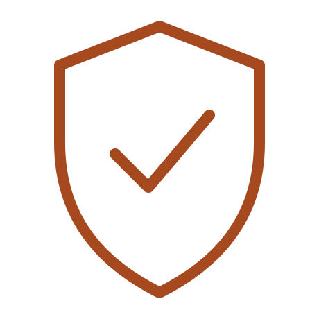 A shield icon with a check mark inside, symbolizing protection or security.