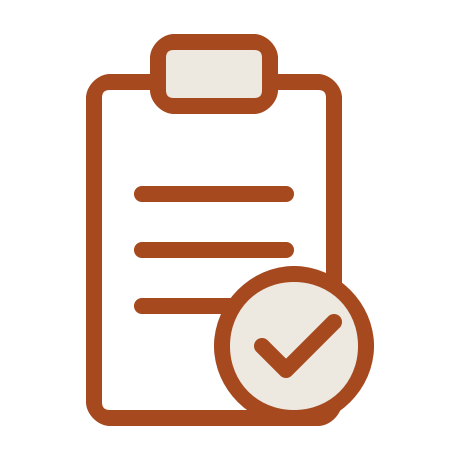 Illustration of a clipboard with a checkmark inside a circle.