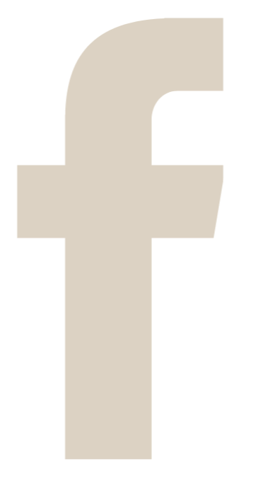 A large beige Facebook logo with a stylized lowercase 'f' on a black background.