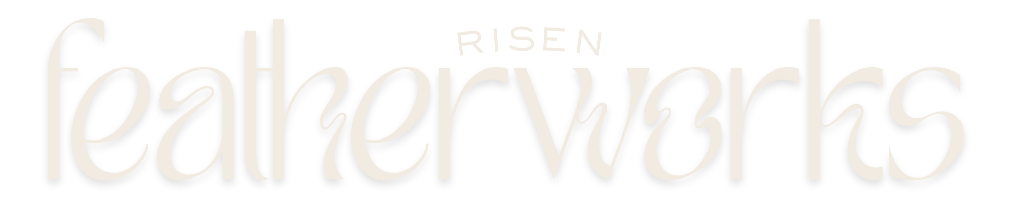 A black background with the word "feather words" written in white, stylized font.