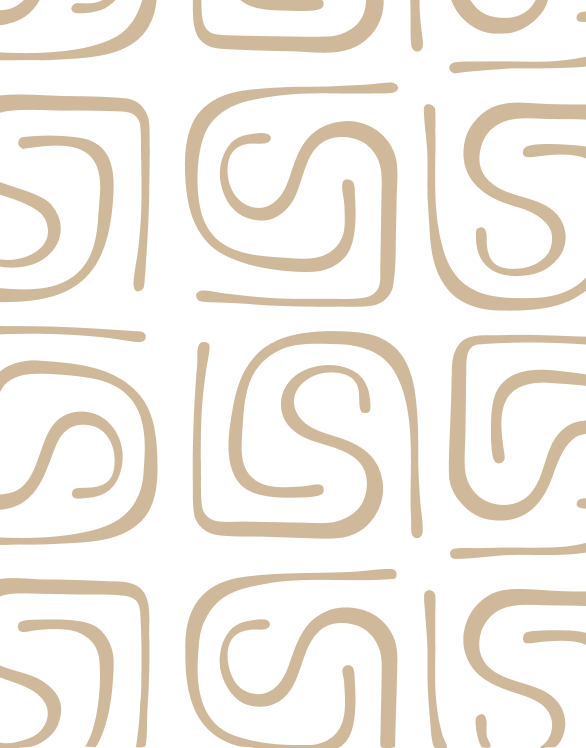 Close-up view of a patterned maze design with black background and beige lines forming interconnected square and S-shaped paths.