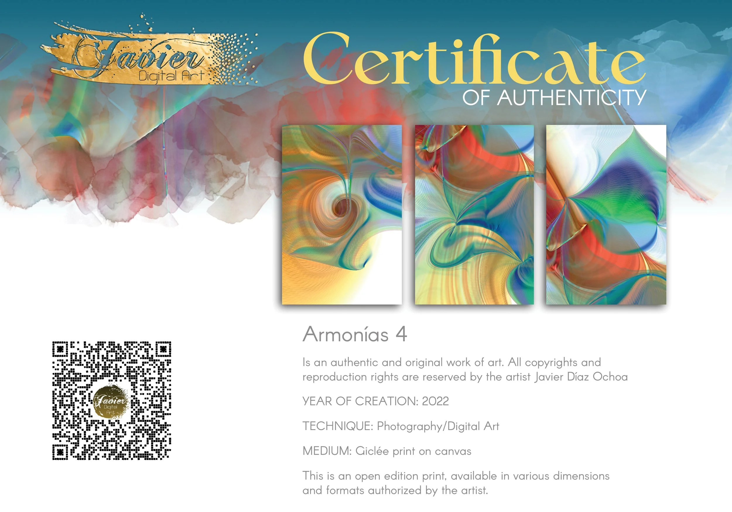 Abstract triptych with swirling fluid structures, intricate line patterns, and a palette of red, orange, teal, and green over a white background, framed and ready to hang. Certificate of Authenticity