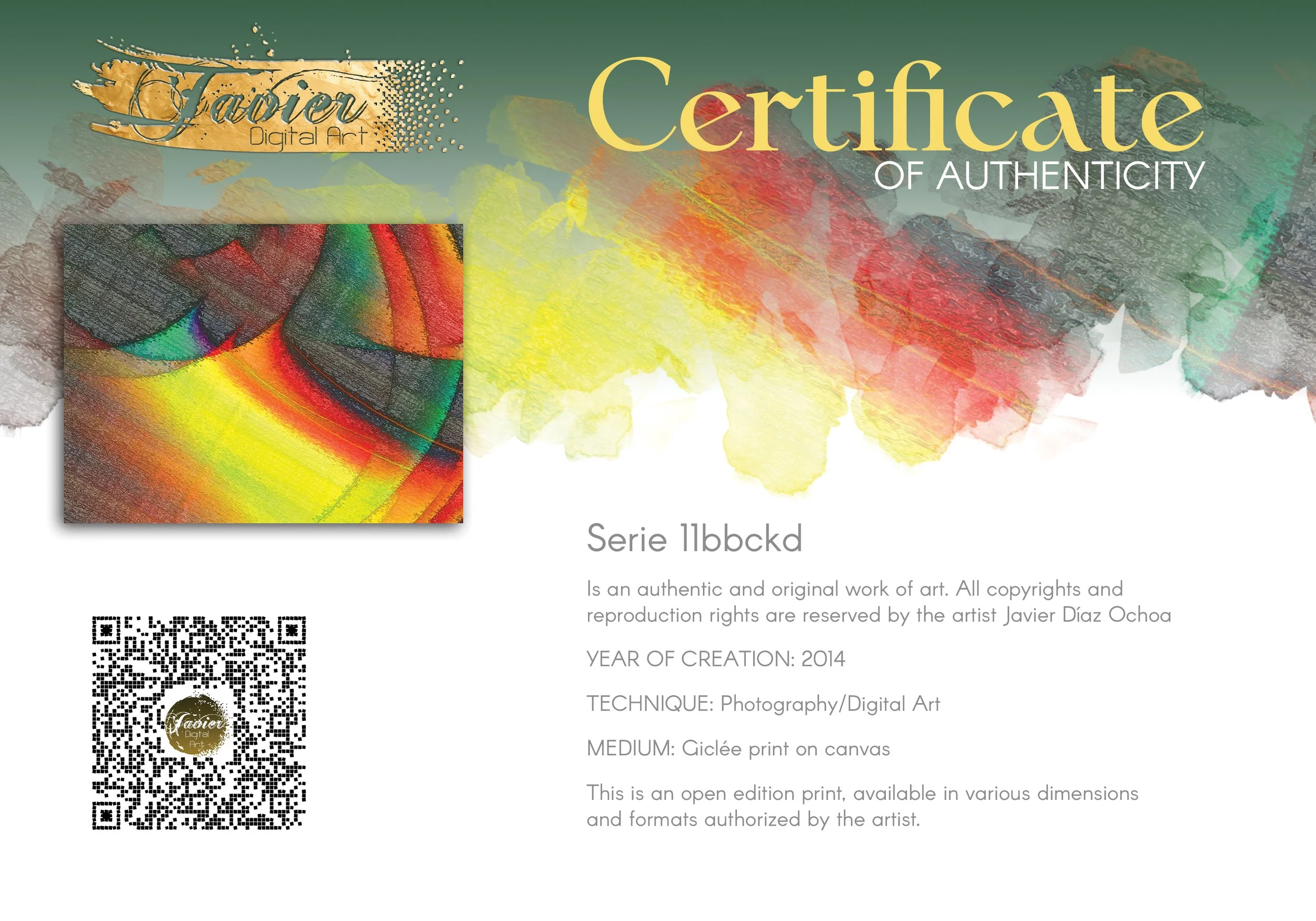 Abstract fine art print featuring overlapping geometric shapes, and a bright glowing yellow and red light effect against dark textured patterns, framed and ready to hang. Certificate of Authenticity