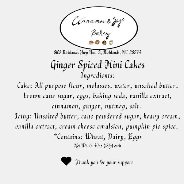 Ginger Spiced Mini Cake