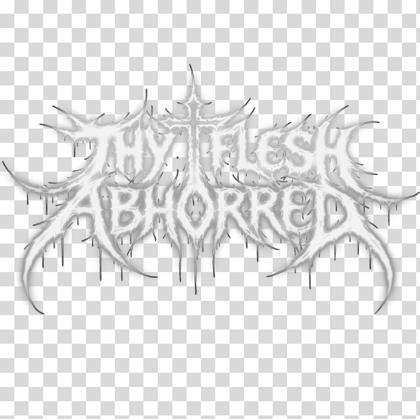 Black and white logo with a spiky, dripping design that reads in an elaborate, horror-themed font.