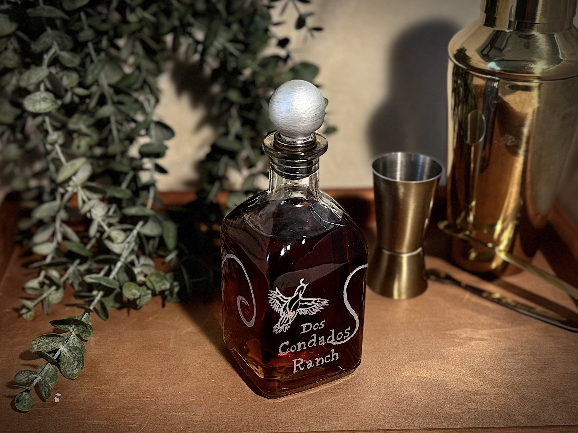 Glass Engraved Decanter with Silver Enamel... Custom design for my family ranch