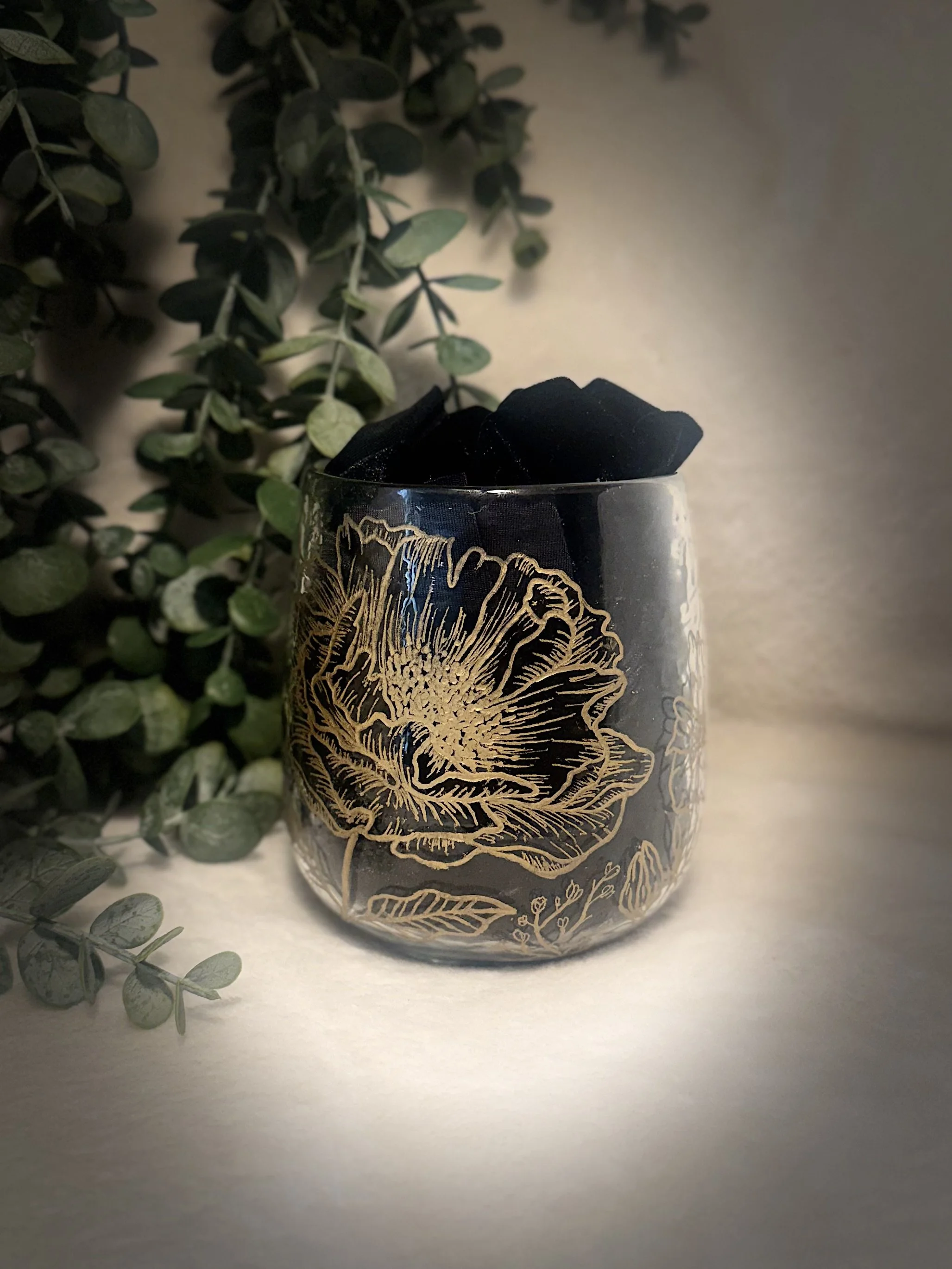 Floral Gold Coffee Mug Engraving