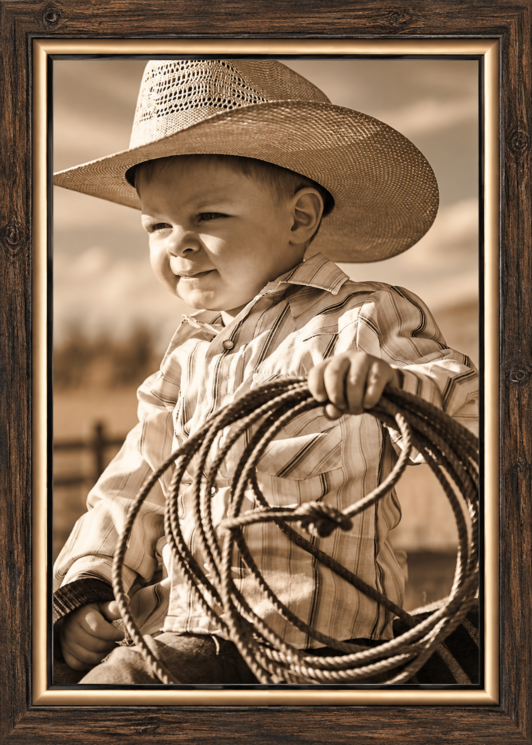 Framed Sepia Young Cowboy Portrait.png