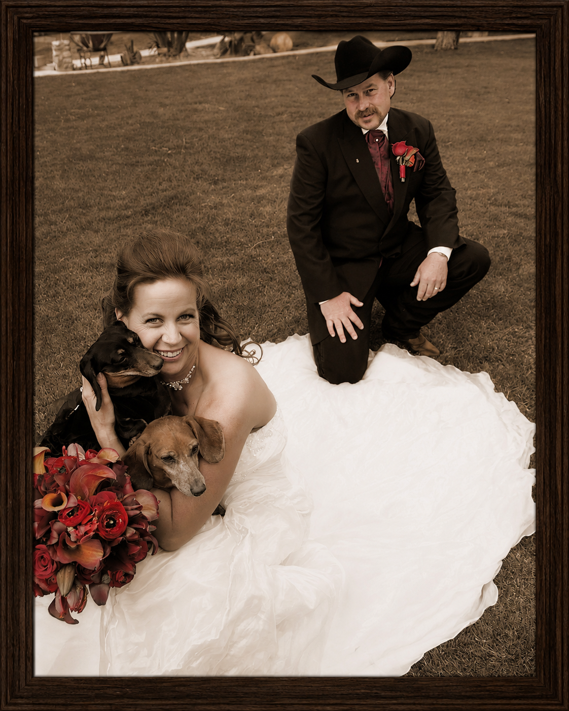 Sepia Wedding Portrait with Dachshunds.png