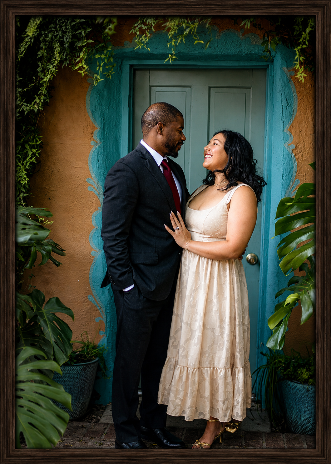 Framed Courtyard Engagement Portrait.png