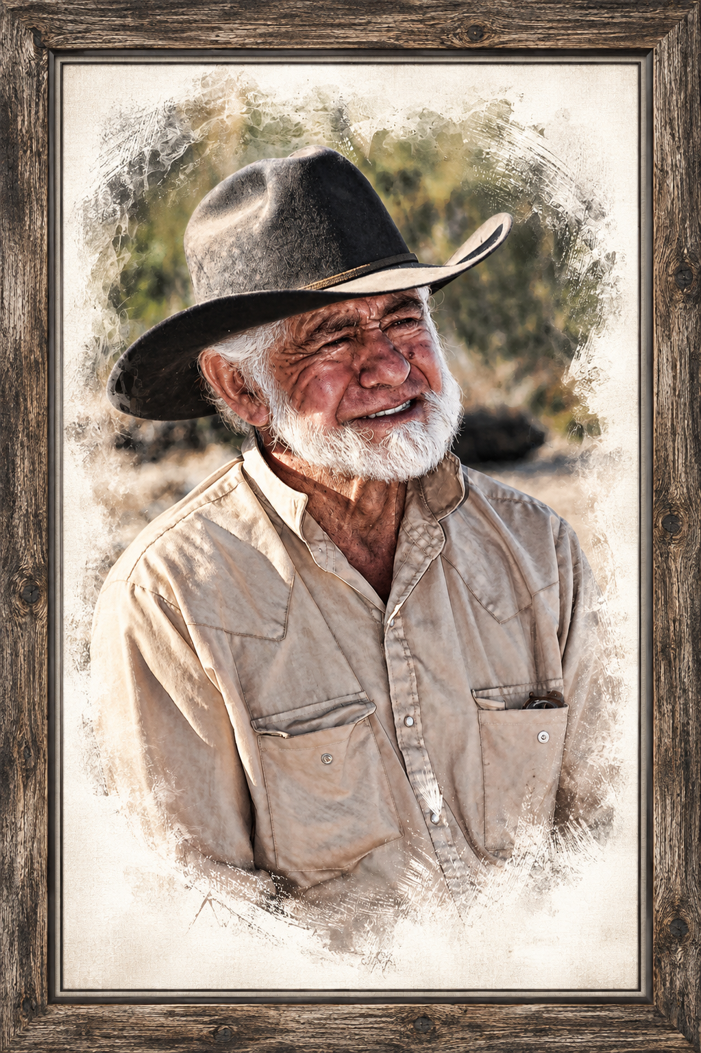 Rustic Cowboy Portrait in Weathered Frame.png