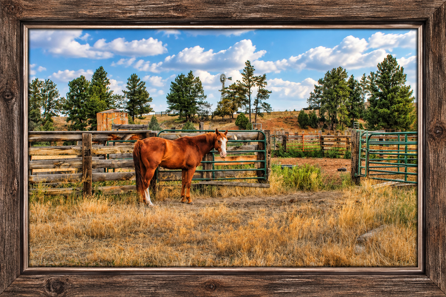 Rustic Framed Ranch Horse Scene.png