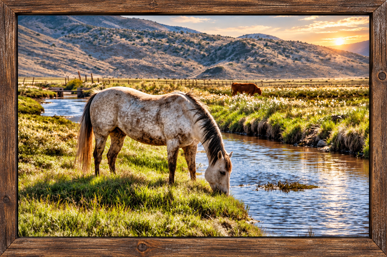 Rustic Framed Horse by the Stream.png