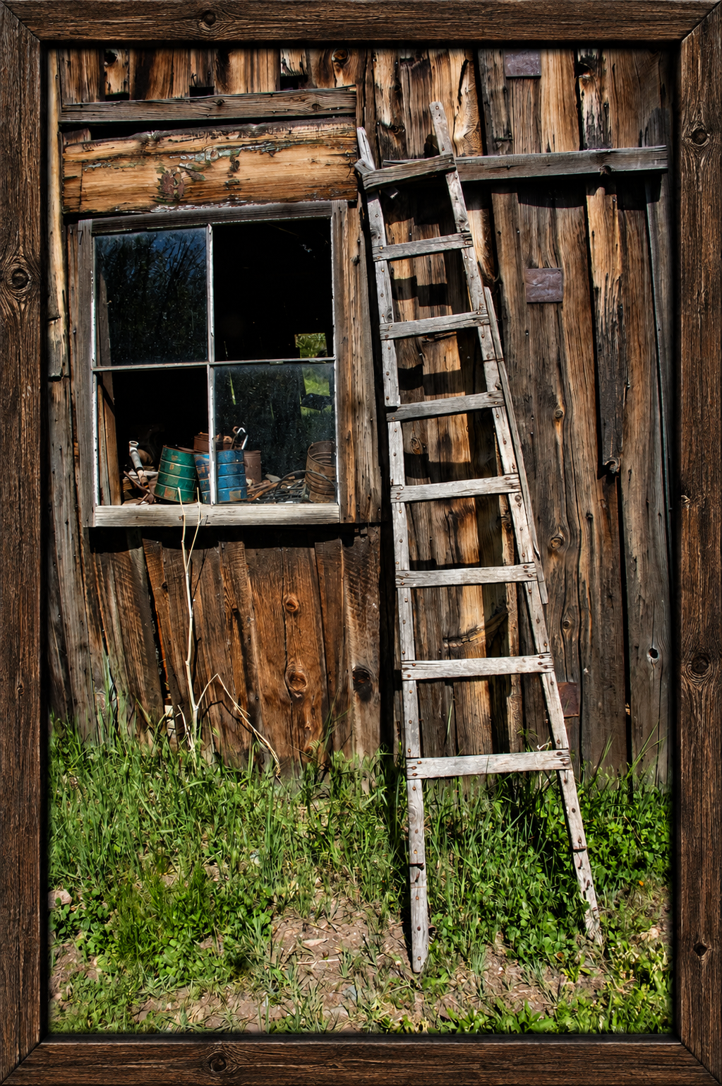 Sunlit Rustic Barn Wall with Ladder.png