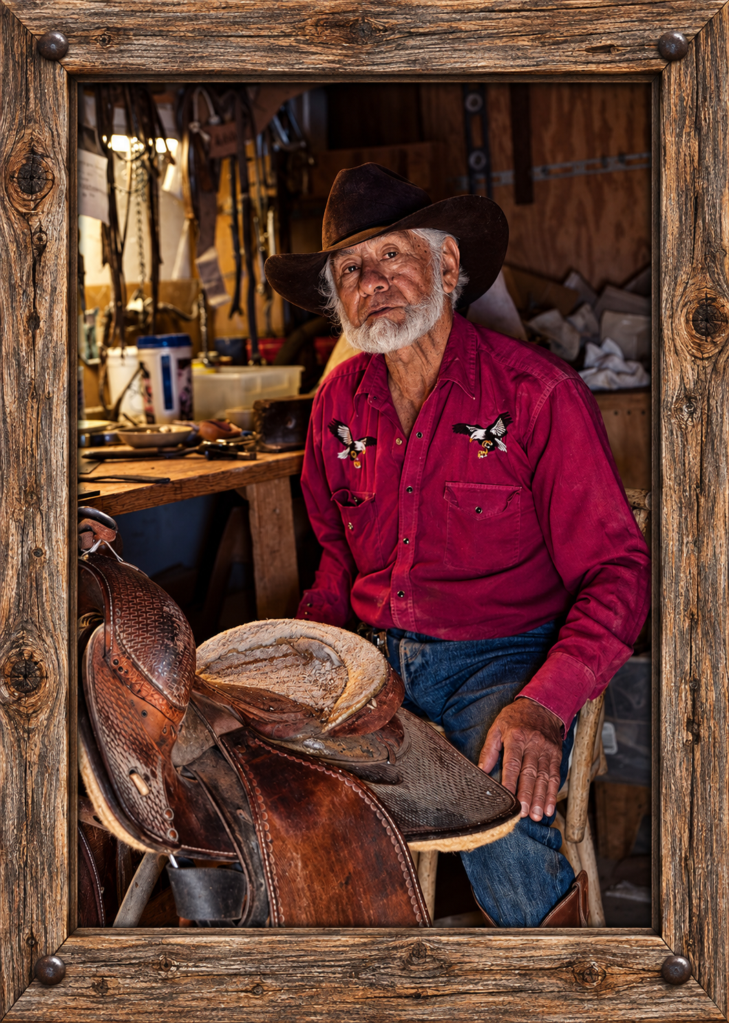 Framed Portrait of a Weathered Cowboy Craftsman.png