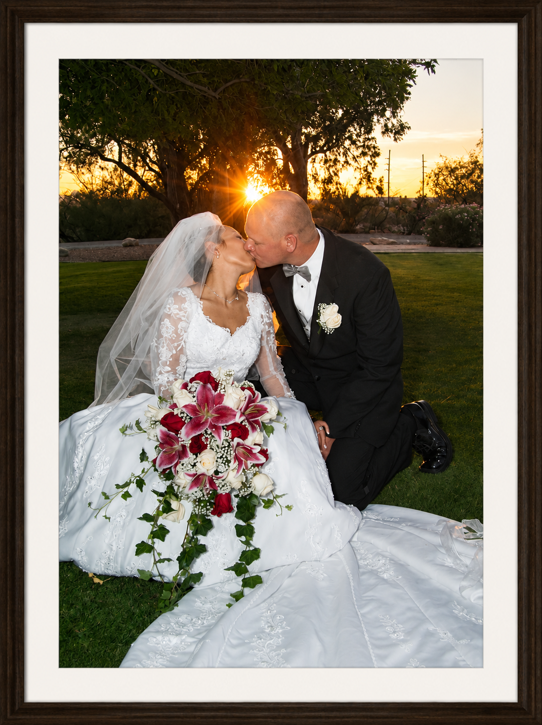 Framed Sunset Wedding Kiss.png