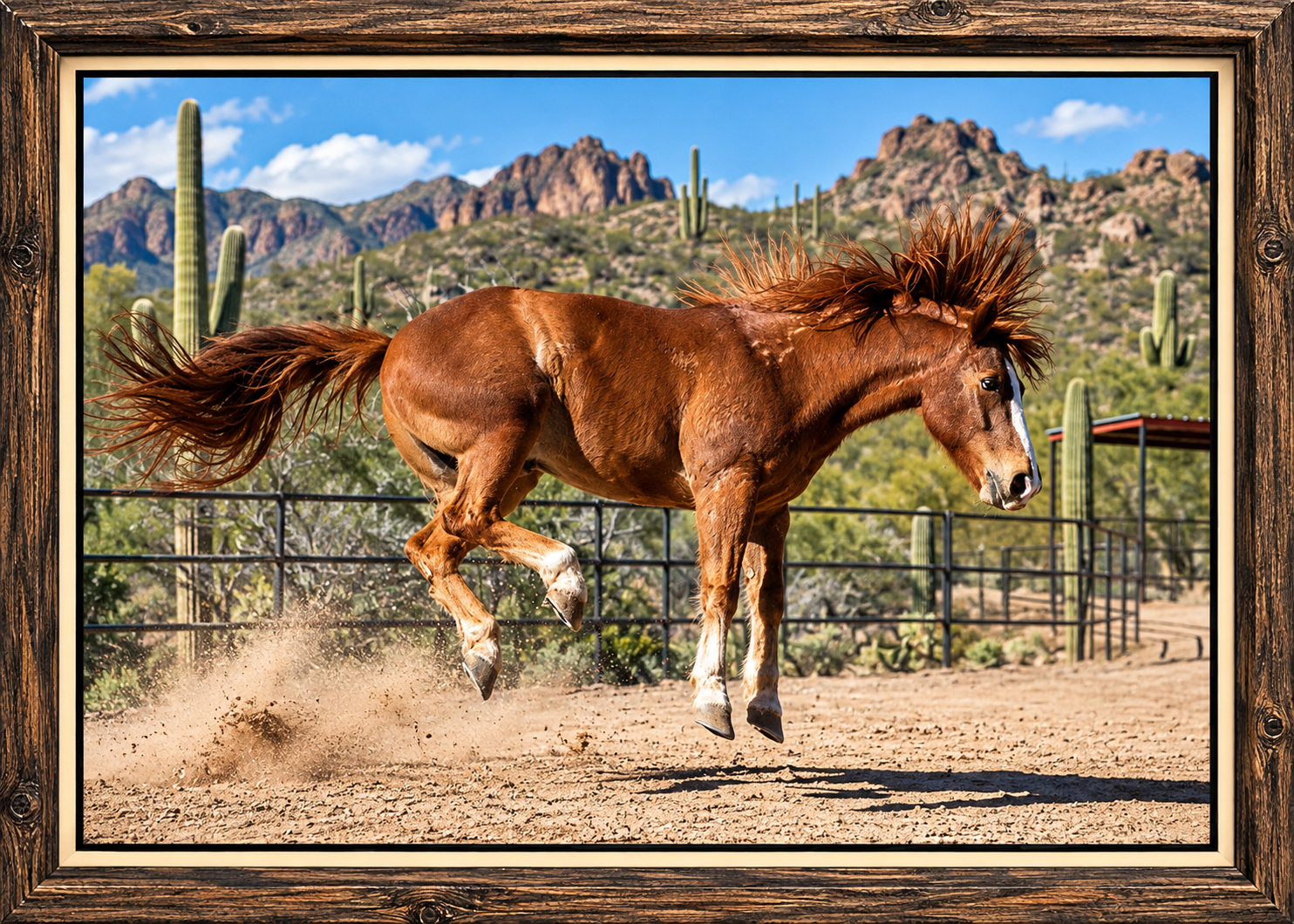 Desert Bucking Horse Framed Print.png
