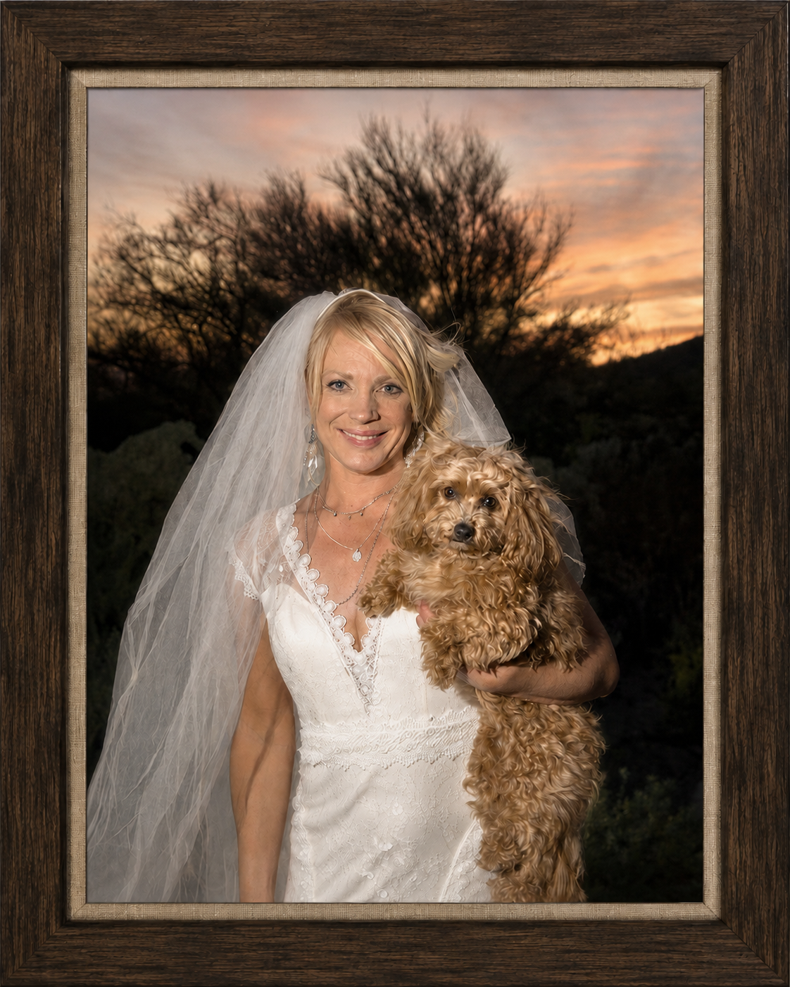 Framed Sunset Bride with Dog.png
