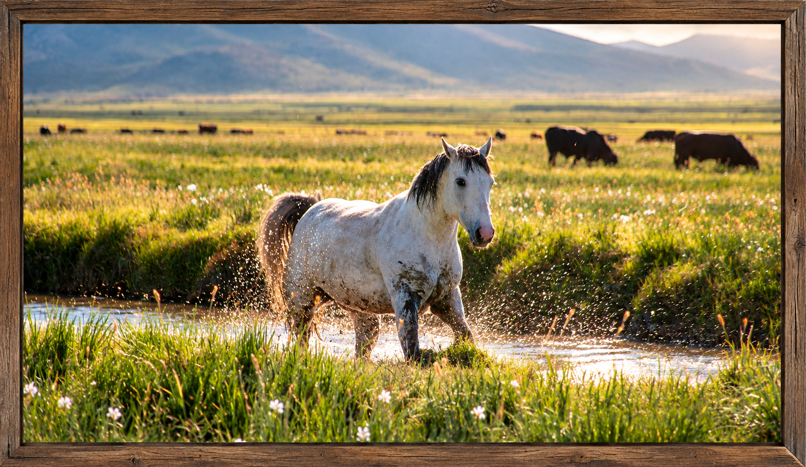 Framed Meadow Horse in Golden Light.png