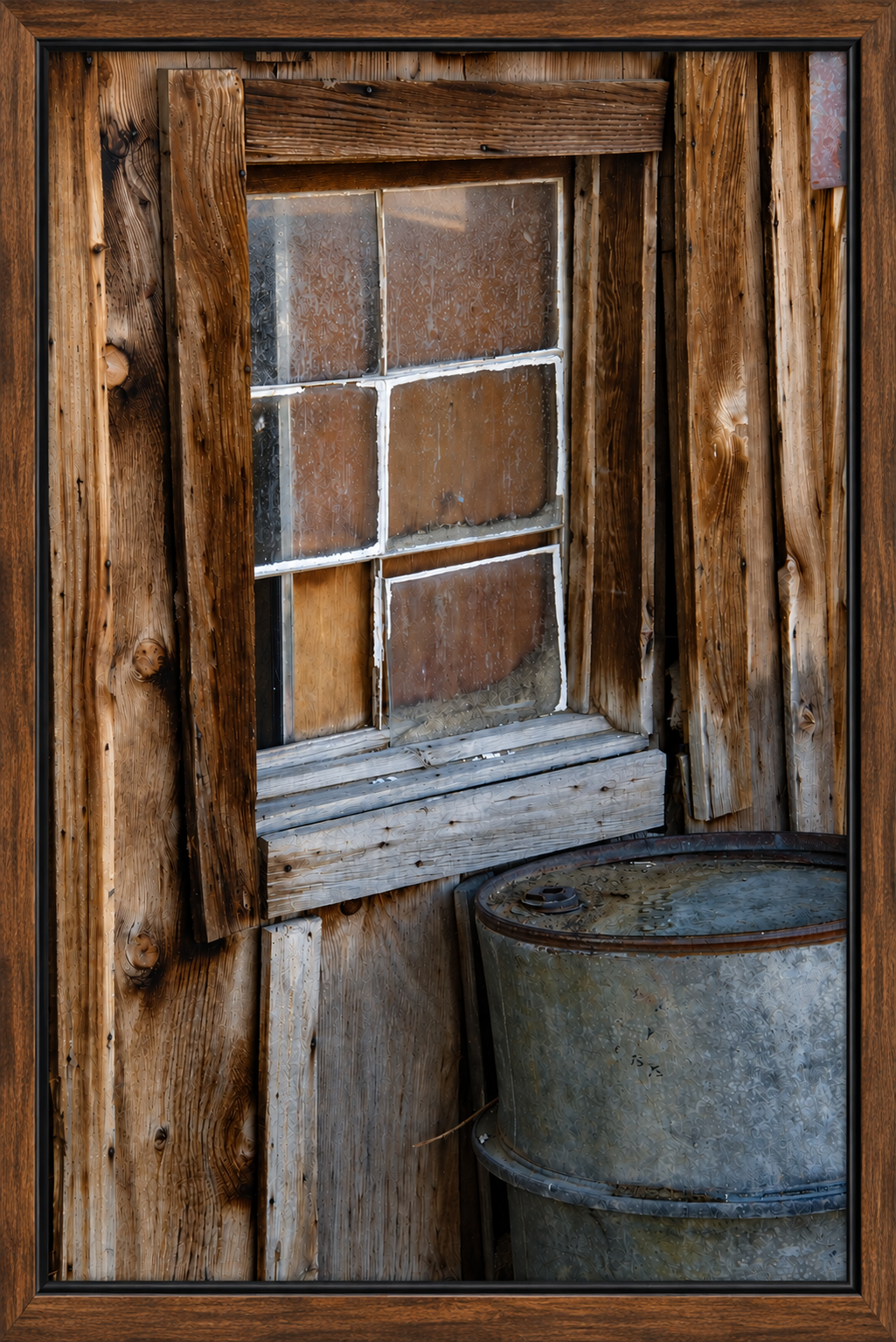 Weathered Window and Barrel Rustic Print.png