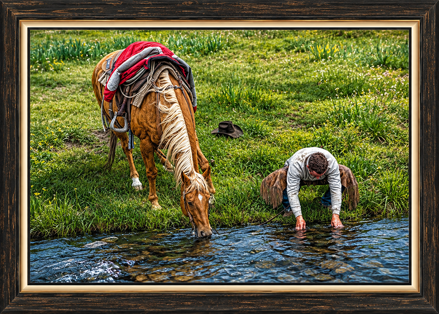 Framed Riverside Cowboy and Horse.png