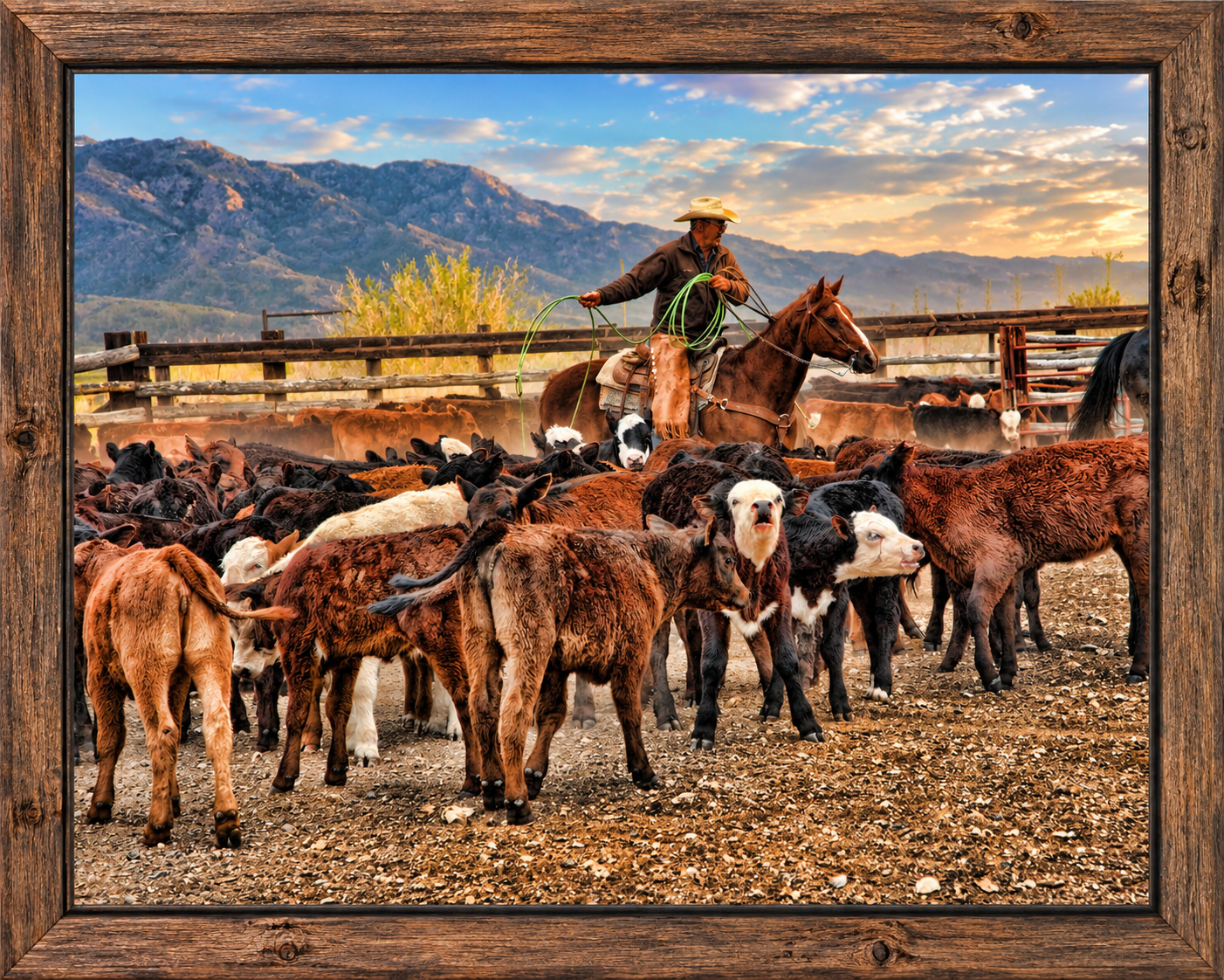Framed Sunset Cattle Roundup.png