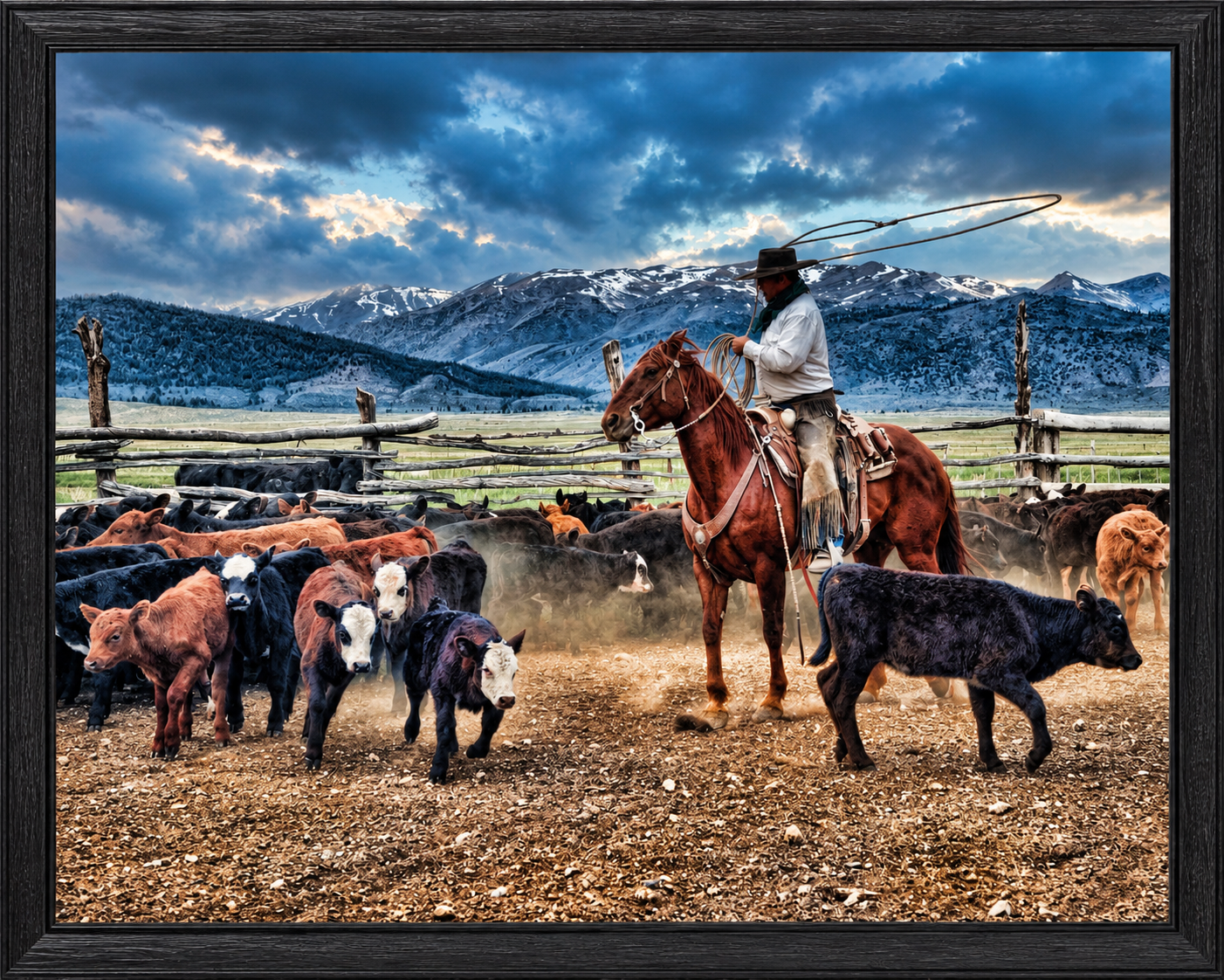 Framed Cowboy and Cattle Ranch.png