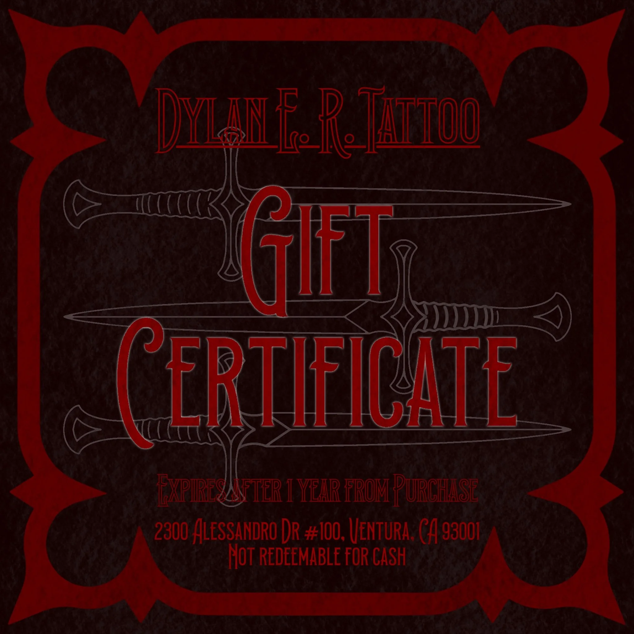 Tattoo Gift Certificate