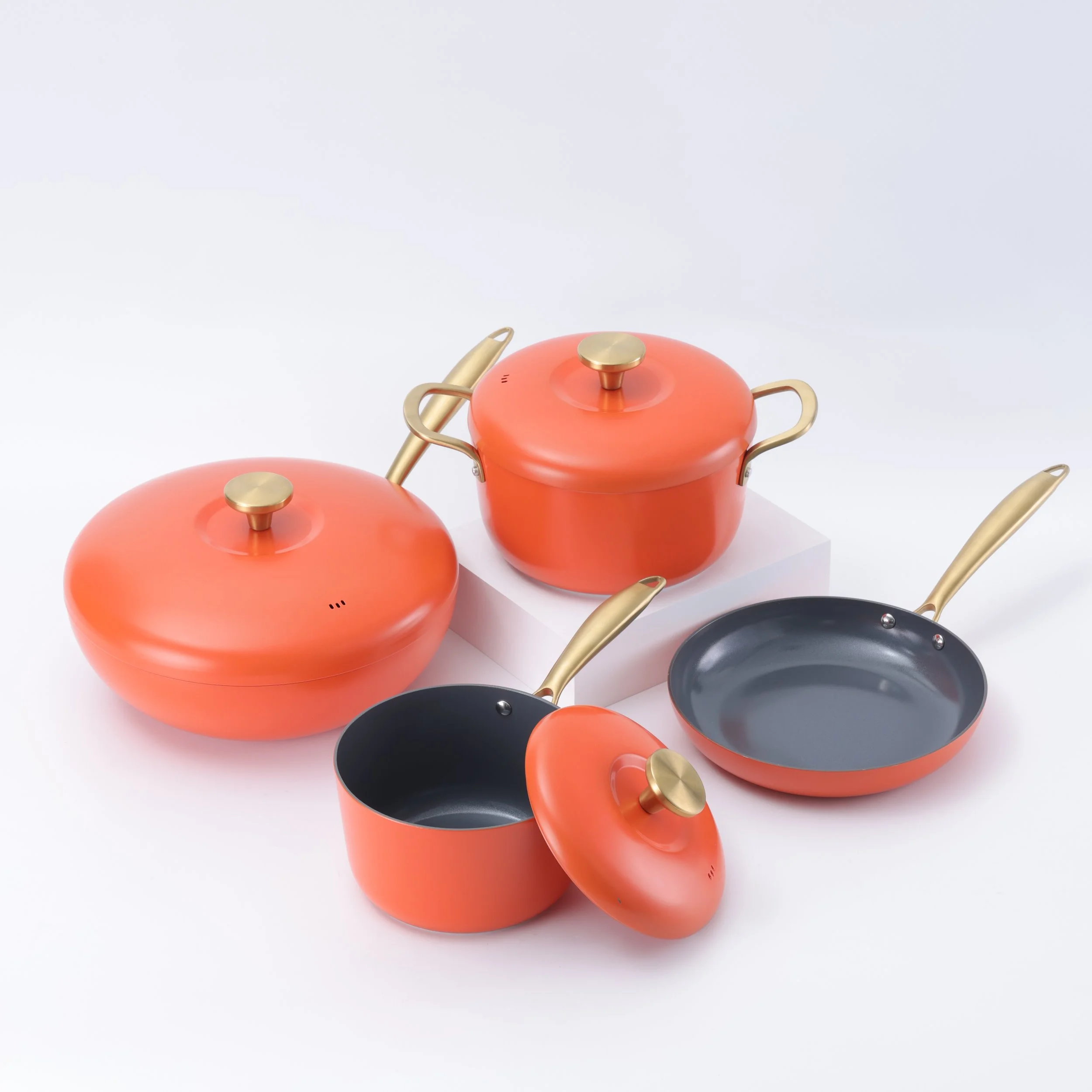 Orange 7-Piece Ceramic Non-Stick Aluminum