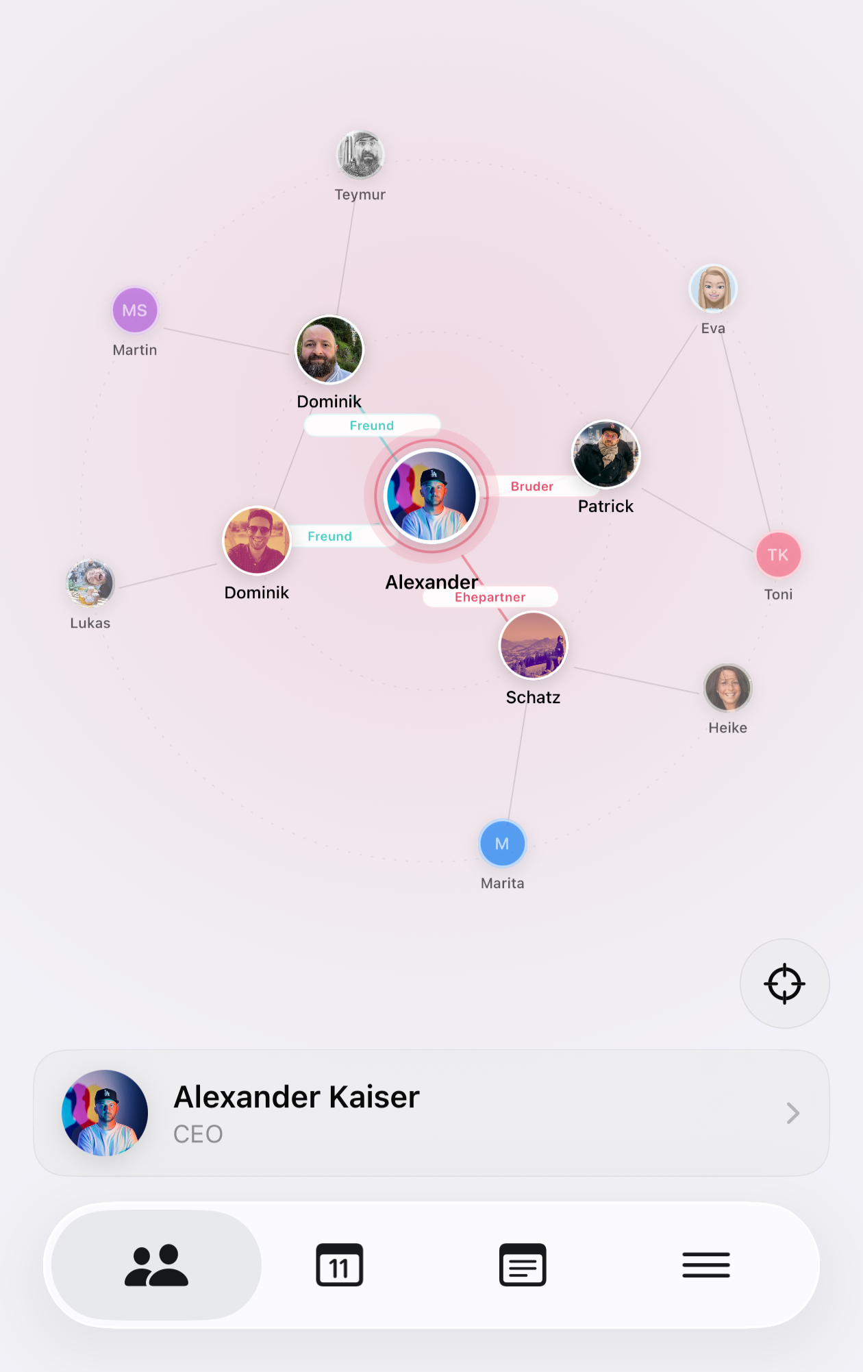 Relationship Network View in iOS