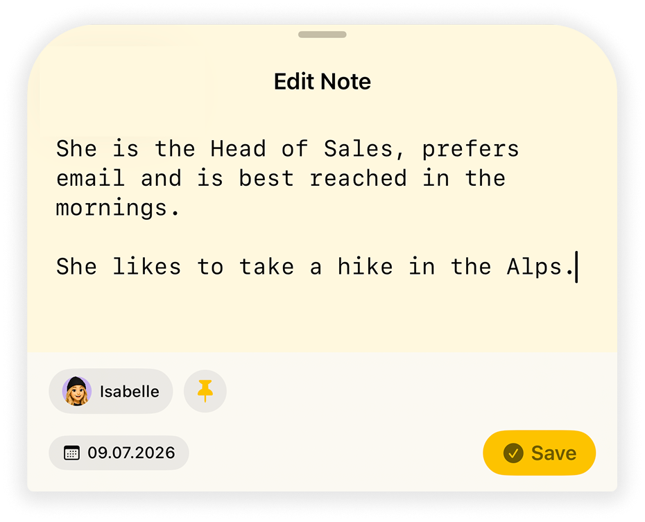 Add a note to a contact