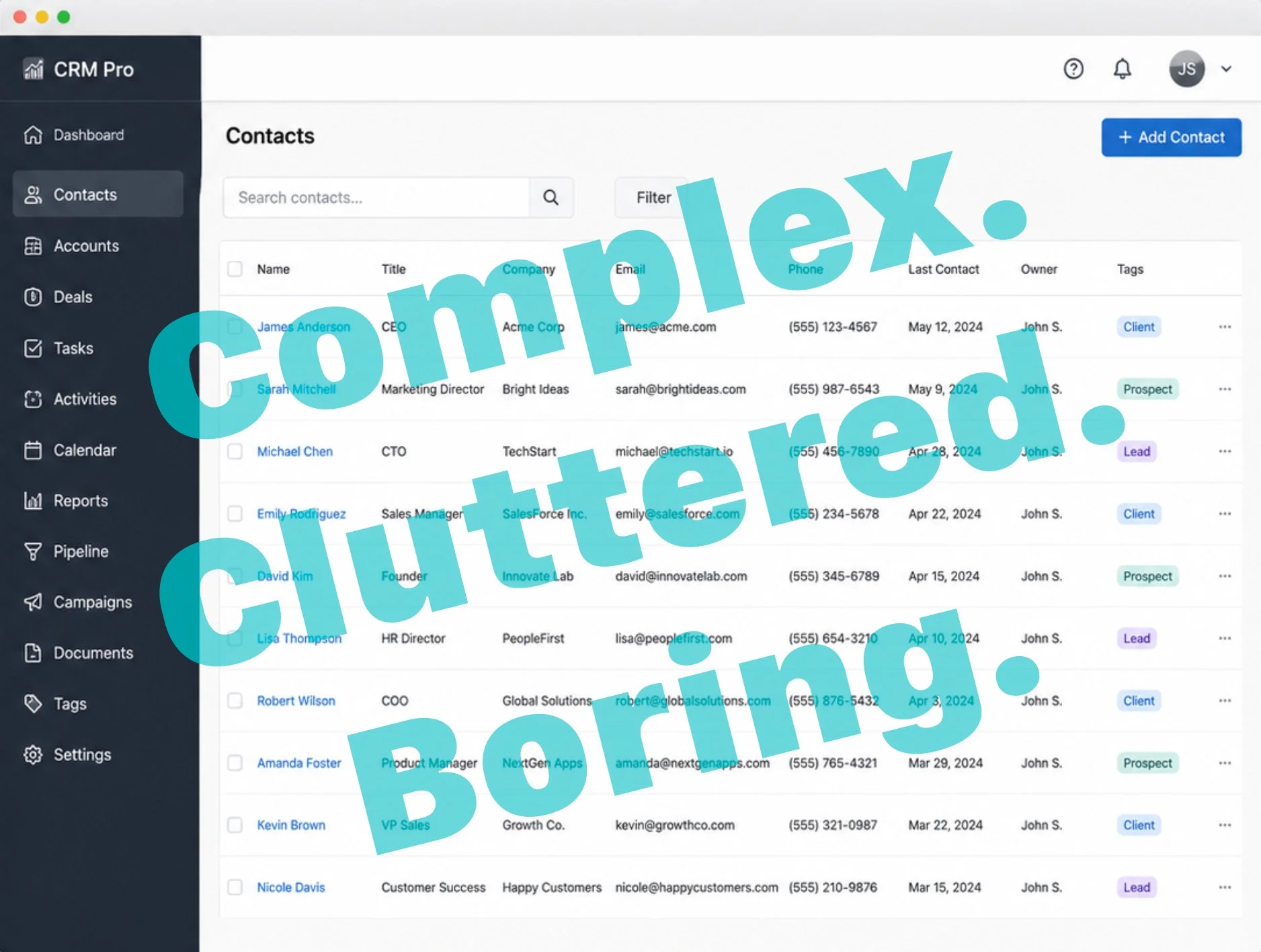 Screenshot of a CRM software interface.