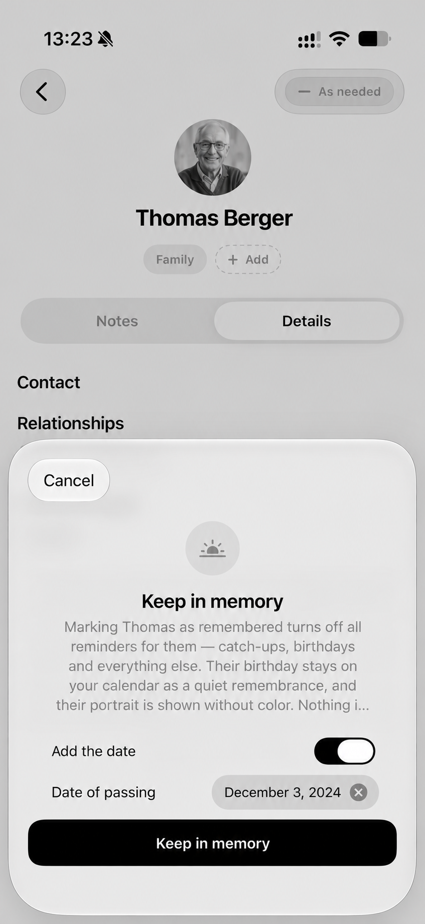 Keep persons in memory