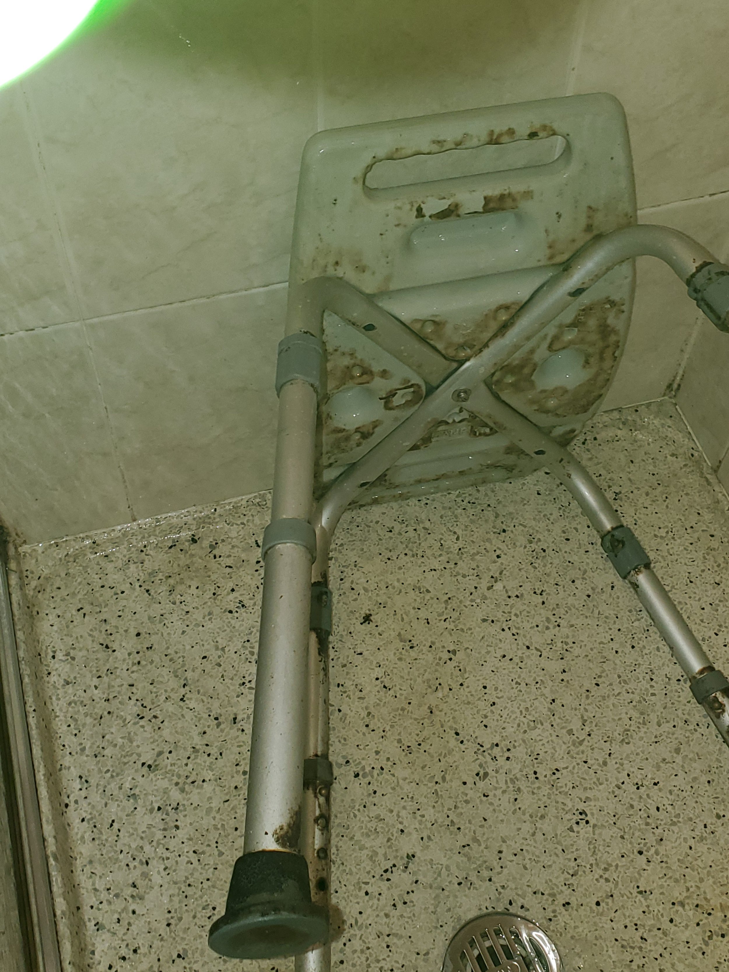 Shower chair with mildew - BEFORE DEEP CLEANING