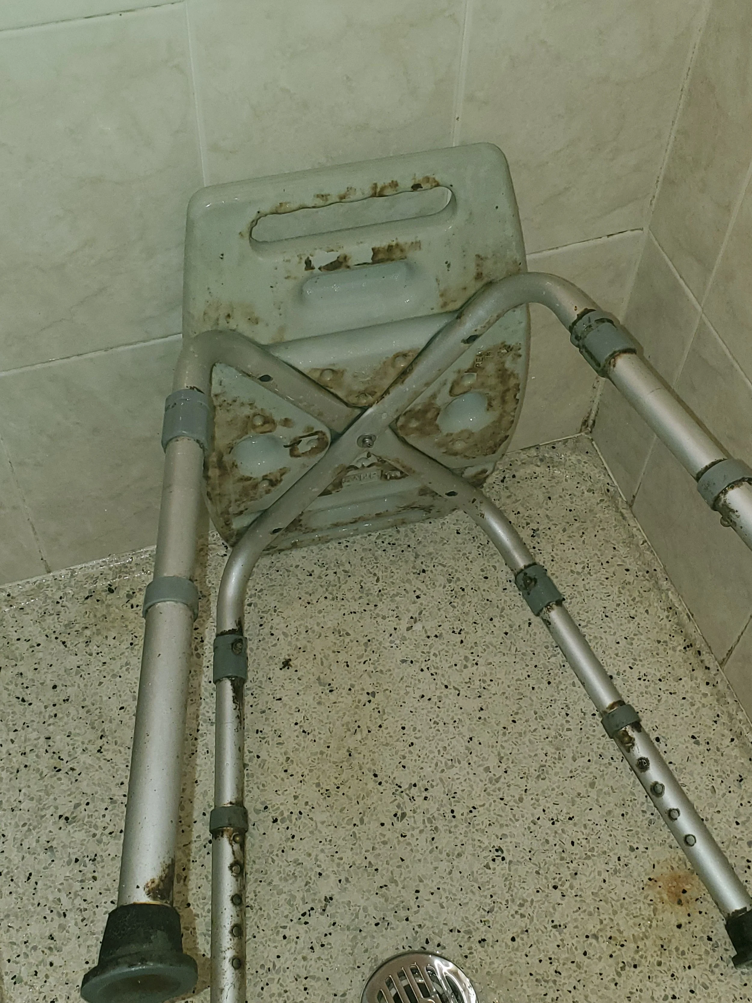 Shower chair with mildew - BEFORE DEEP CLEANING