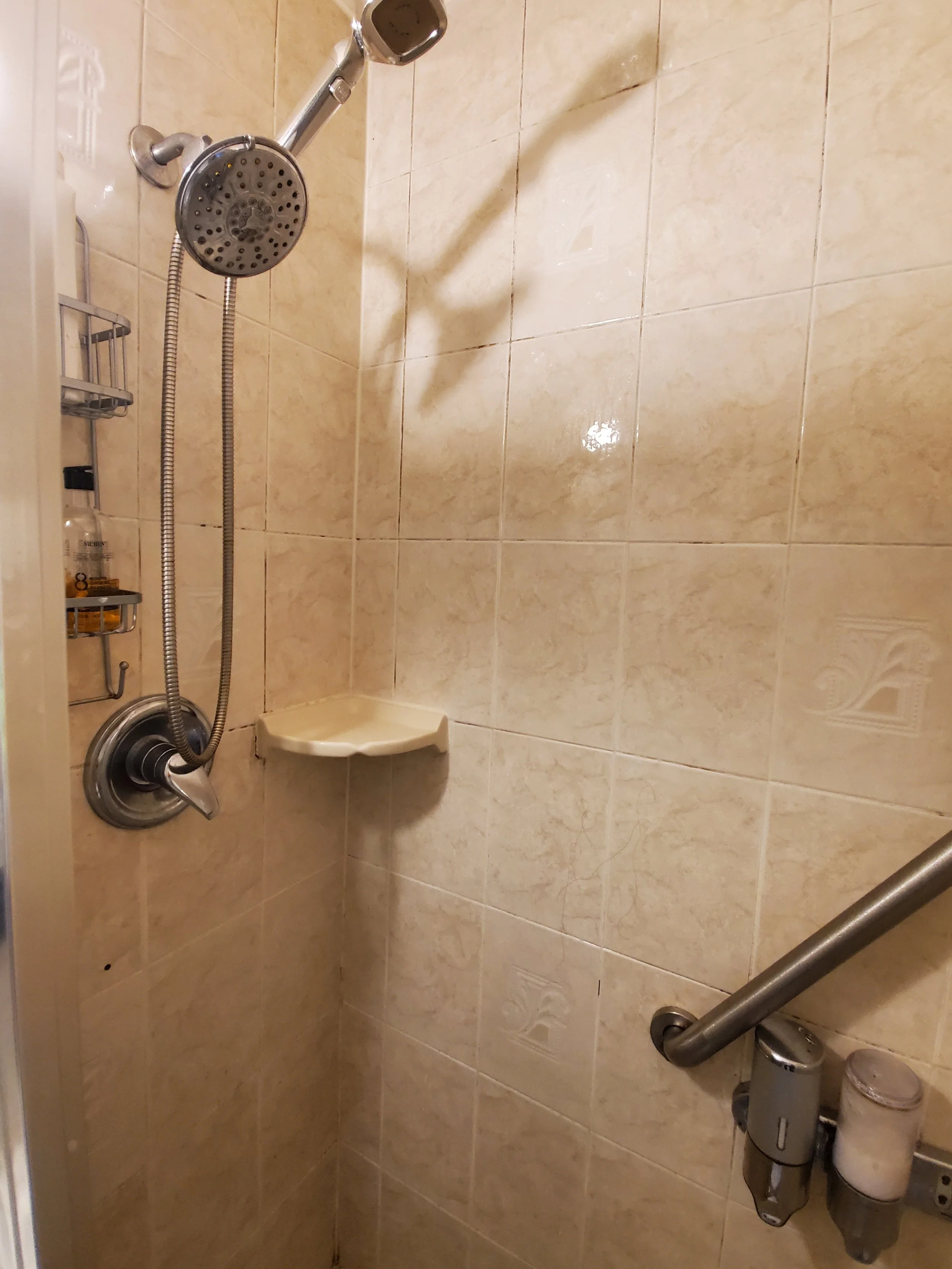 Shower wall with mildew - BEFORE DEEP CLEANING
