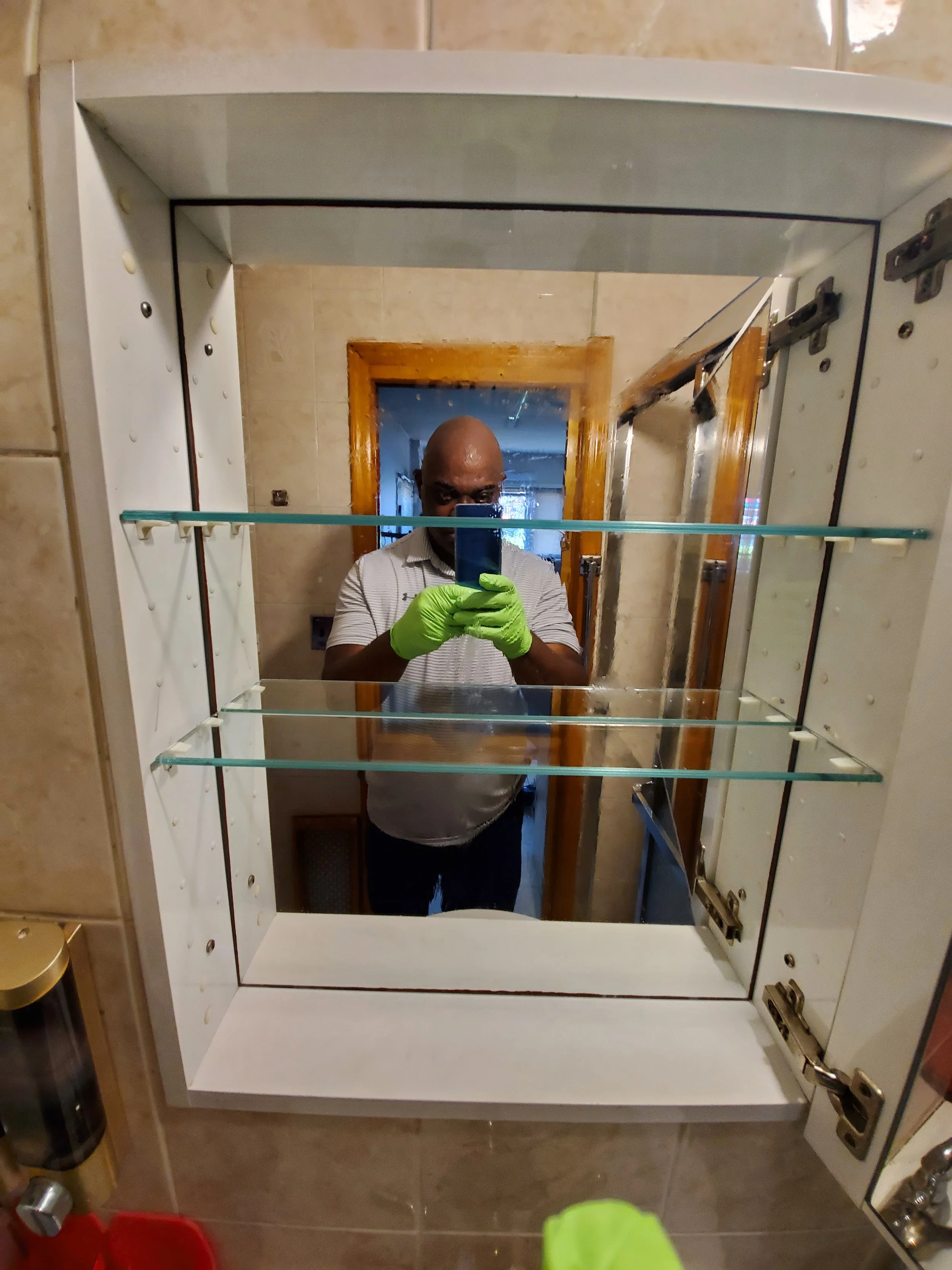 Bathroom cabinet after mildew removed - AFTER DEEP CLEANING