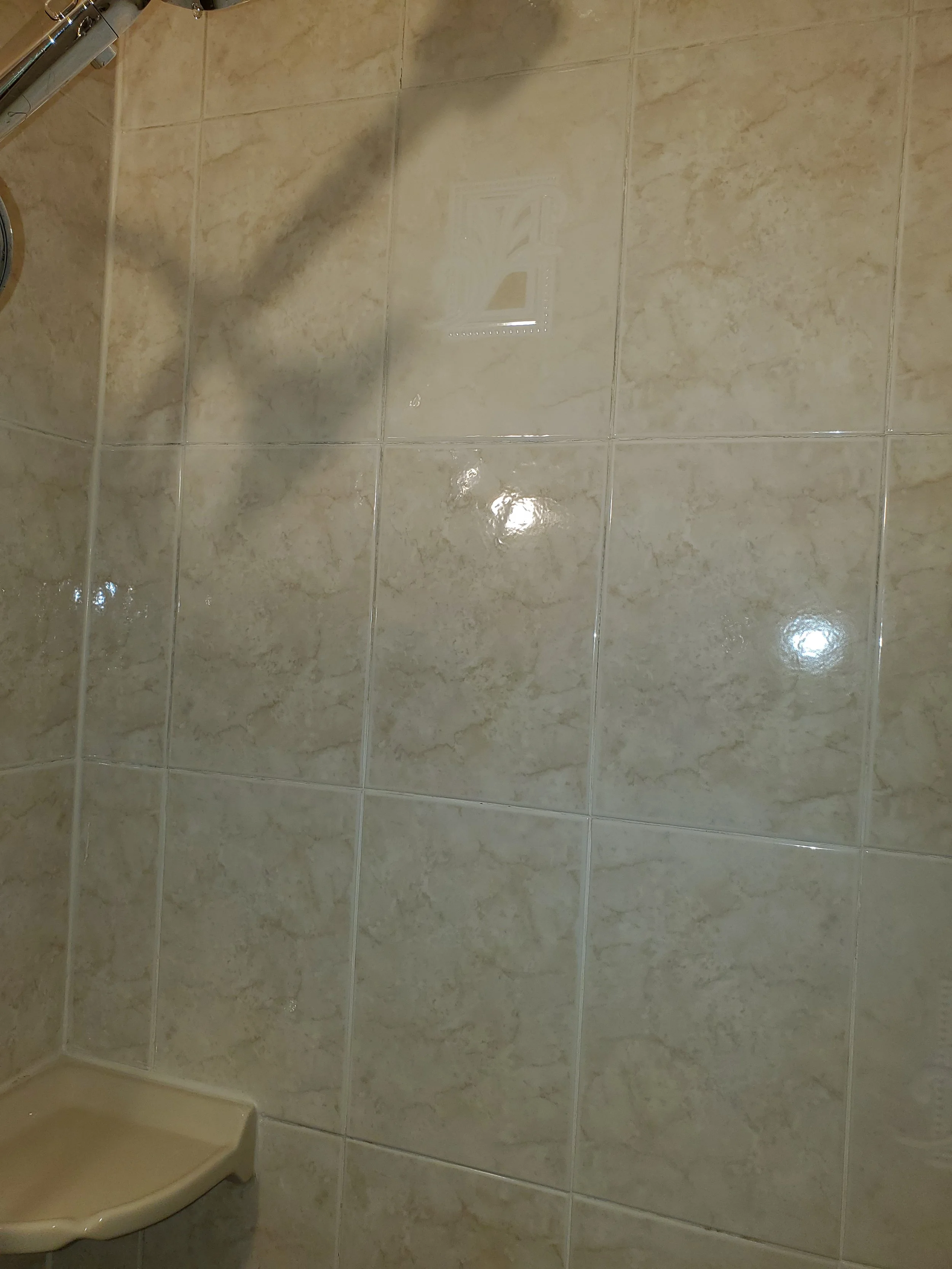 Shower after mildew removed from wall - AFTER DEEP CLEANING