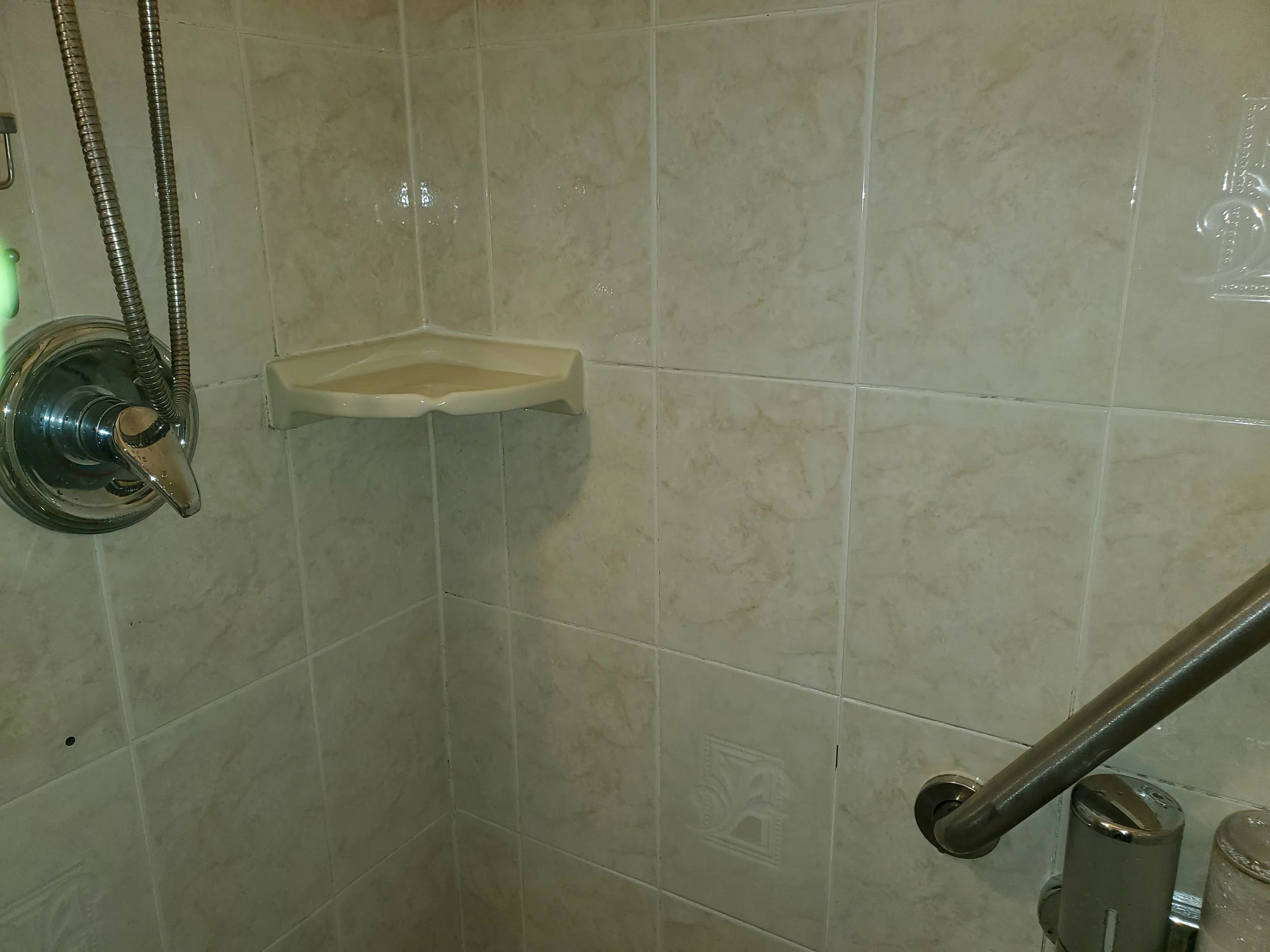 Shower after mildew removed from wall - AFTER DEEP CLEANING