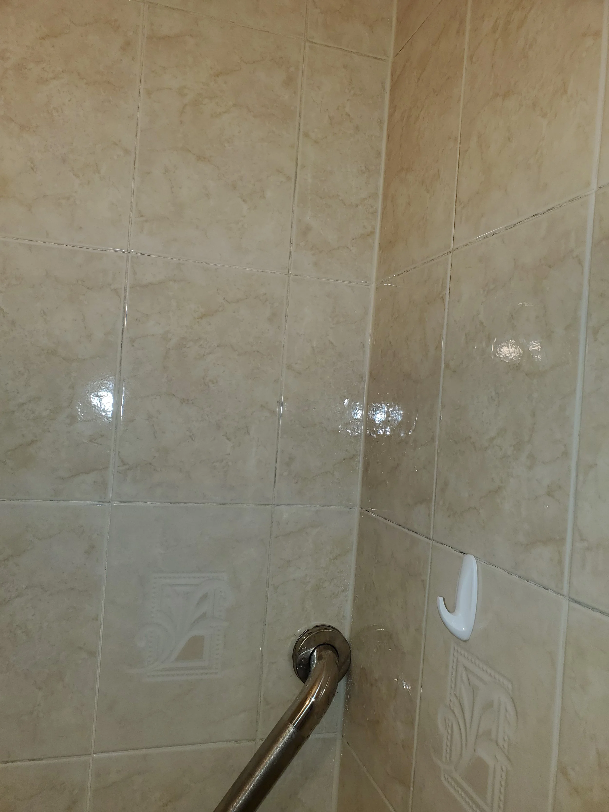 Shower after mildew removed from wall - AFTER DEEP CLEANING