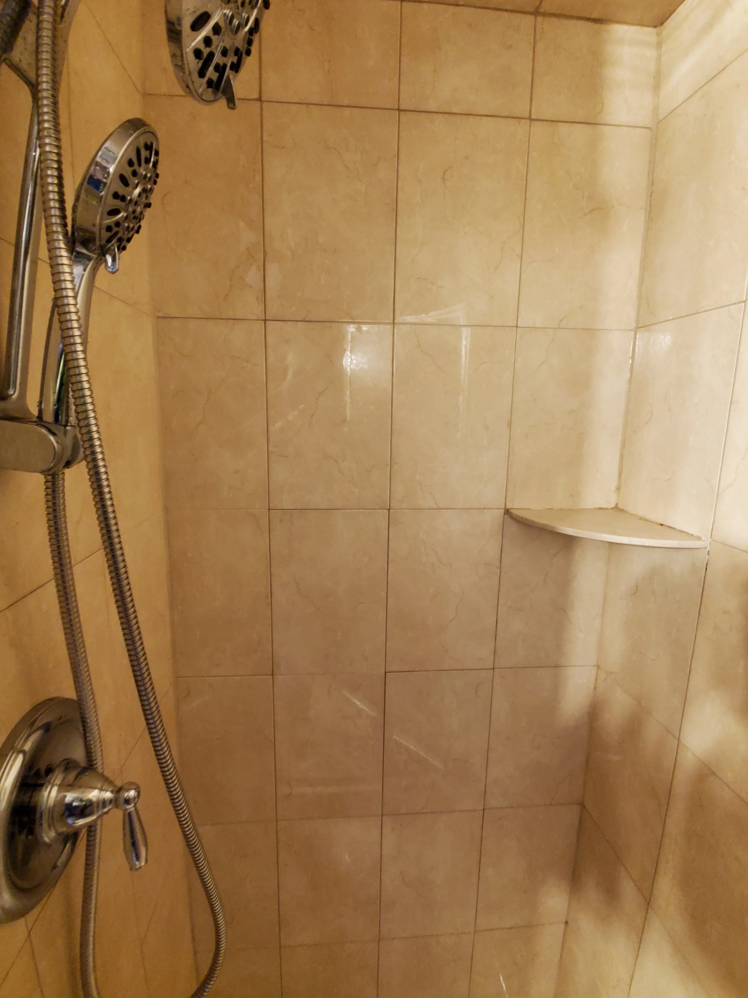 Shower shelf with mildew removed - AFTER CLEANING